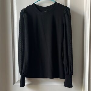 Who What Wear Black Puff Sleeve Blouse